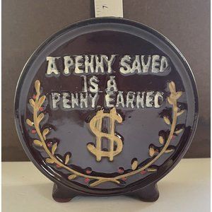 Vintage Benjamin Franklin A Penny Saved Is A Penny Earned Coin Bank